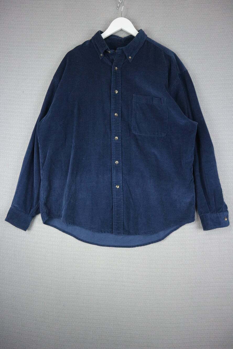 Eddie Bauer Vintage 2000s Blue Corduroy Button Down Shirt Men's Large Long Sleev